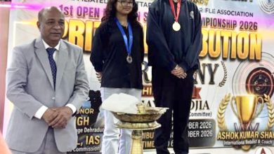 Winners of the 1st Nextgen Shooting Competition receiving awards from distinguished guests at Hotel City Star, Dehradun, organised by Nextgen Shooting Academy.